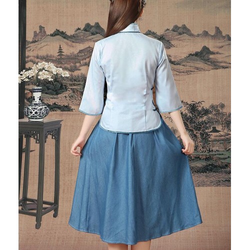 Women's may youth chinese drama cosplay dresses qipao stage performance dress student graduation photography costumes